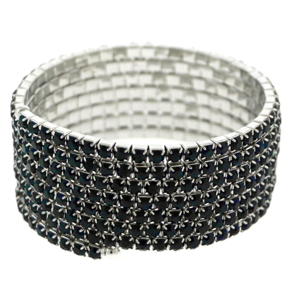 Seven strand silver-tone coil bracelet with blue - Picture 1 of 1