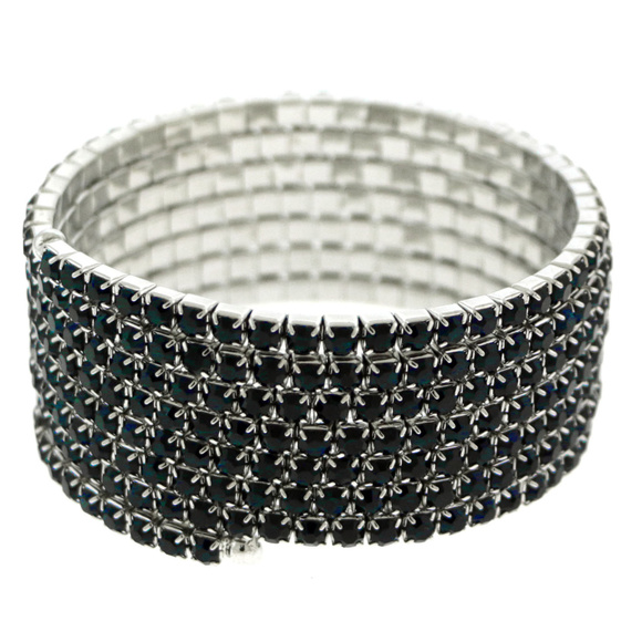 Mi Amore Jewelry - Seven strand silver-tone coil bracelet with blue