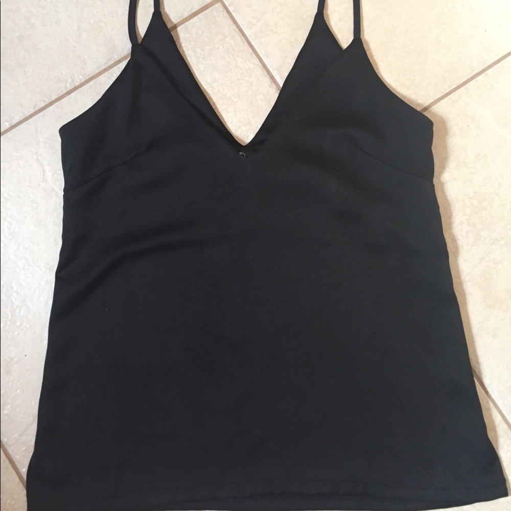 Black V-neck tank