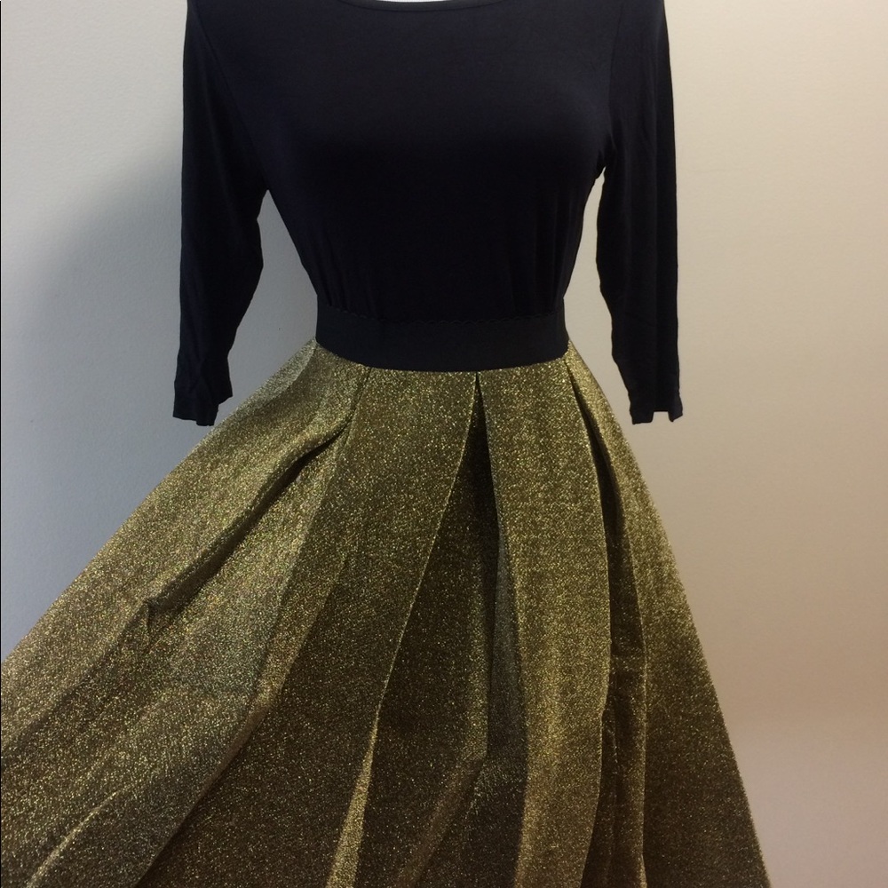 Metallic Gold Thread Holiday Circle Skirt Retro - Picture 5 of 7