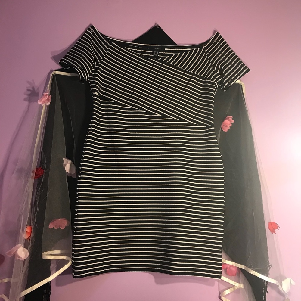 Black and white striped dress