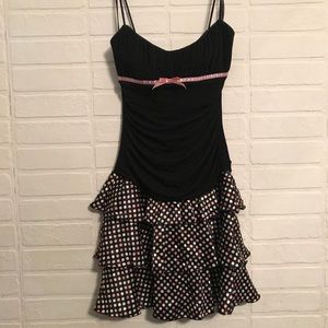 Black dress with polka dot skirt