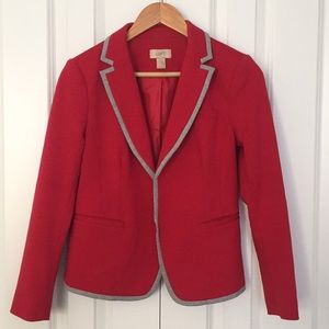 LOFT Red/Gray-Tipped Knit Blazer