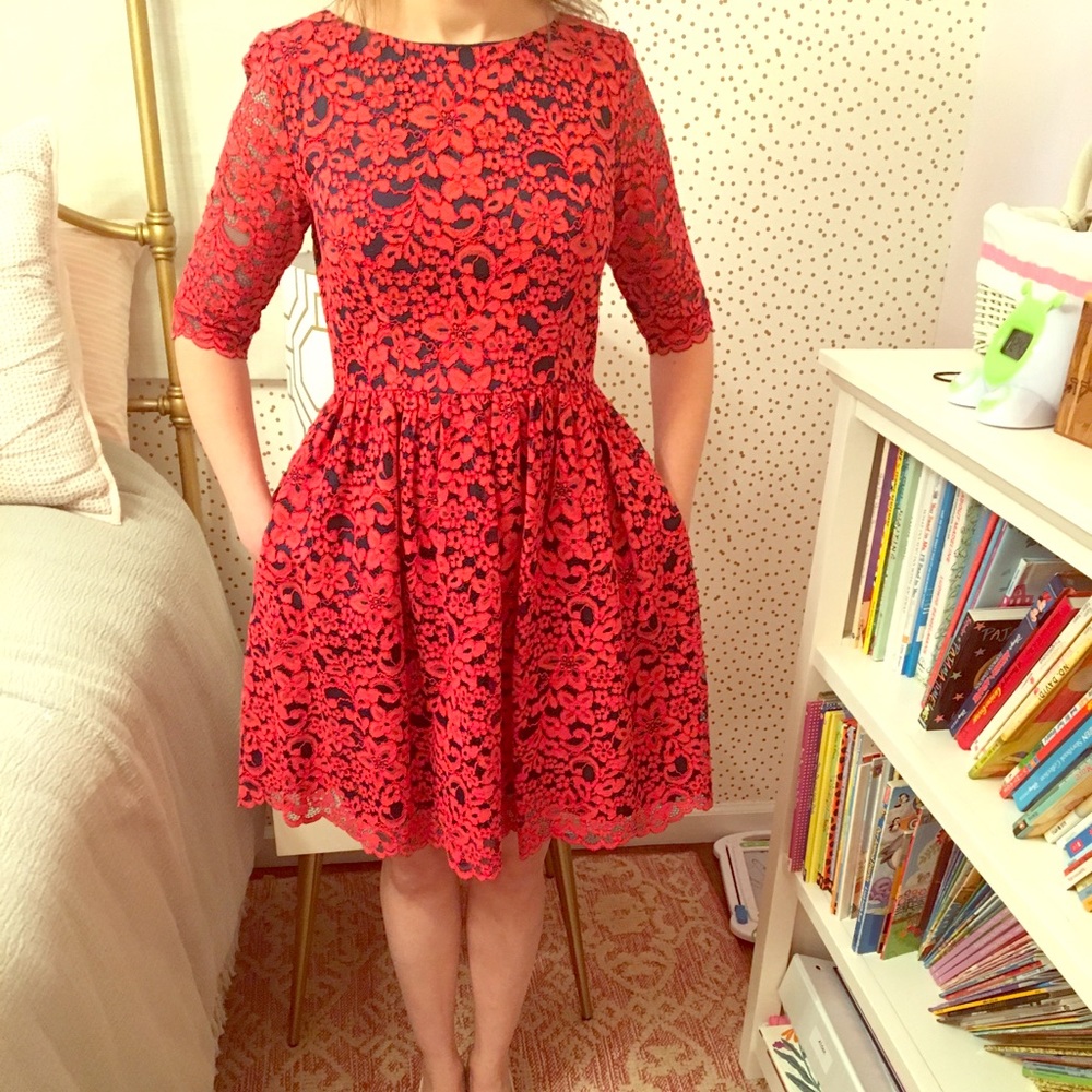 Shoshanna Red And Blue Lace Dress 💕