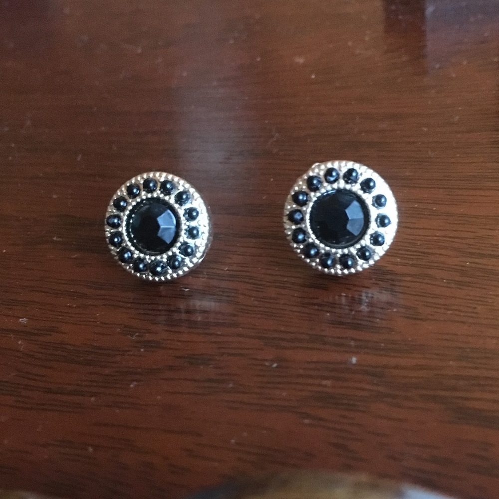 3/$10 Black and gold post earrings