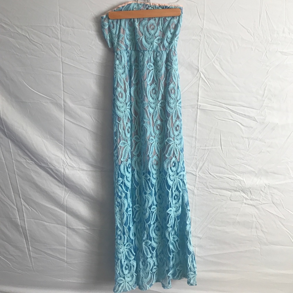 Blue and pink long dress