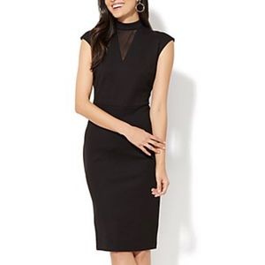 NWT - NY & Co Black Sheath Dress w Mesh Accent