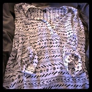 Beautiful white and black sheer blouse