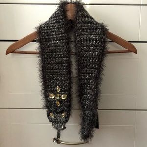 Anna Sui Metallic Knit Jewel Scarf