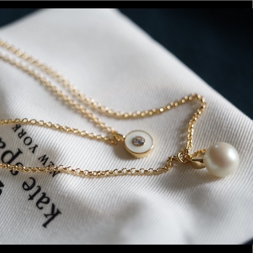 SOLD Kate Spade pearl / enameled double necklace
