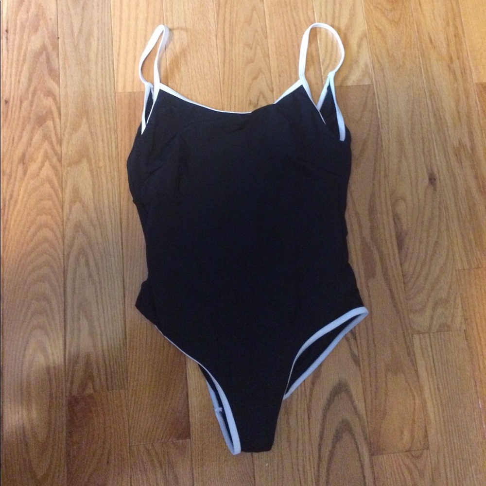 Black and white one-piece swimsuit