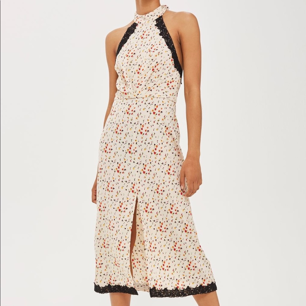 Topshop Floral halter dress