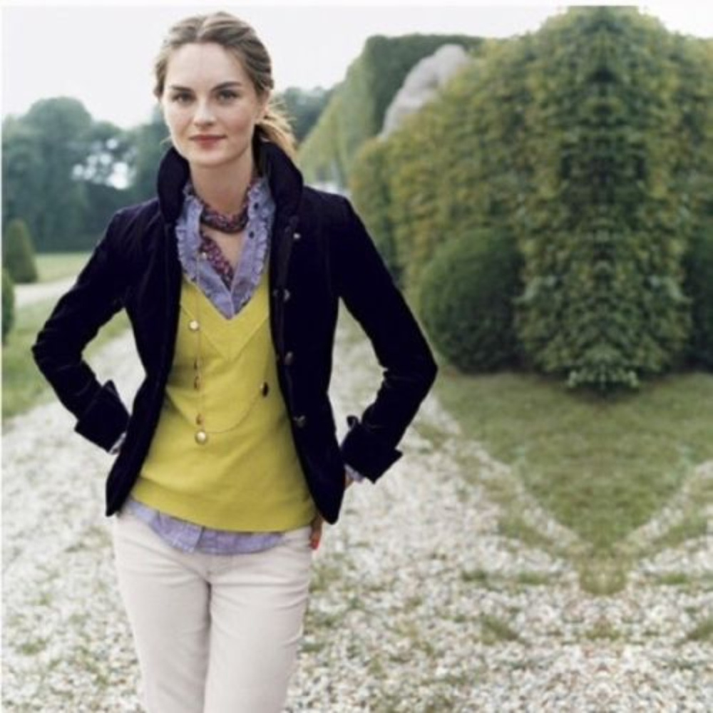 J.Crew Velvet Bella Ruffle Collar Blazer