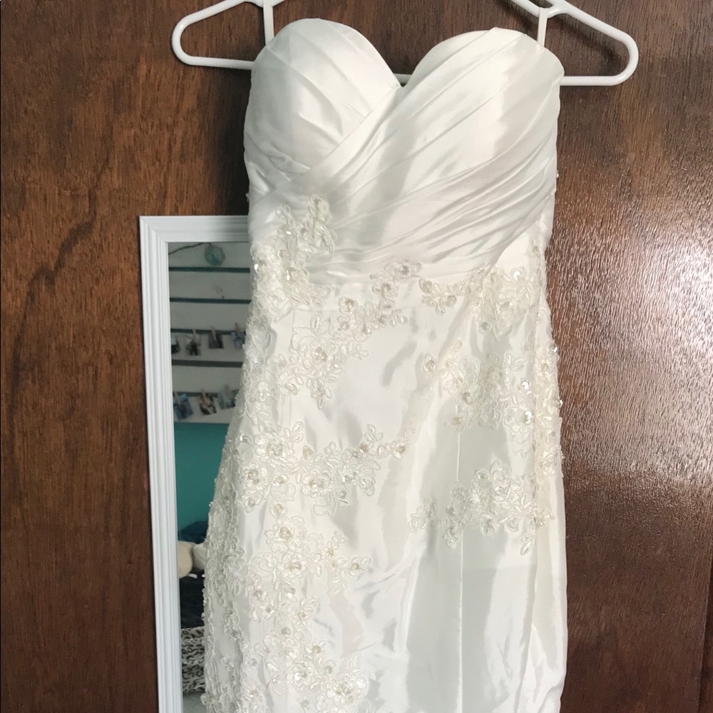 Long White Strapless Wedding Dress