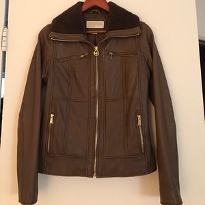 Michael Kors leather bomber jacket