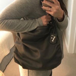 Furla Megumi Grey Leather Hobo Shoulder Bag
