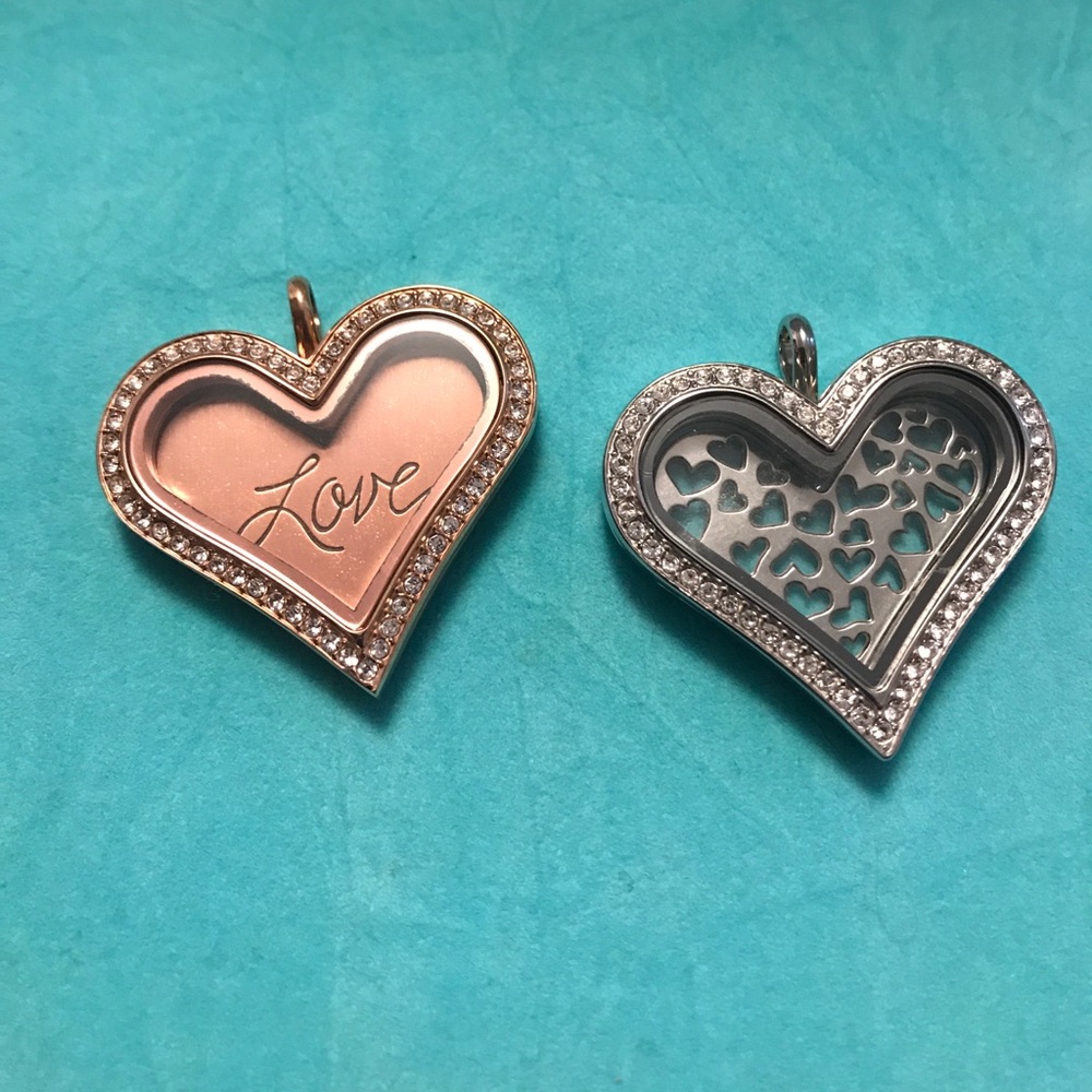 Origami Owl large heart lockets