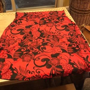 LuLaRoe Azure Skirt. Red with black floral print.