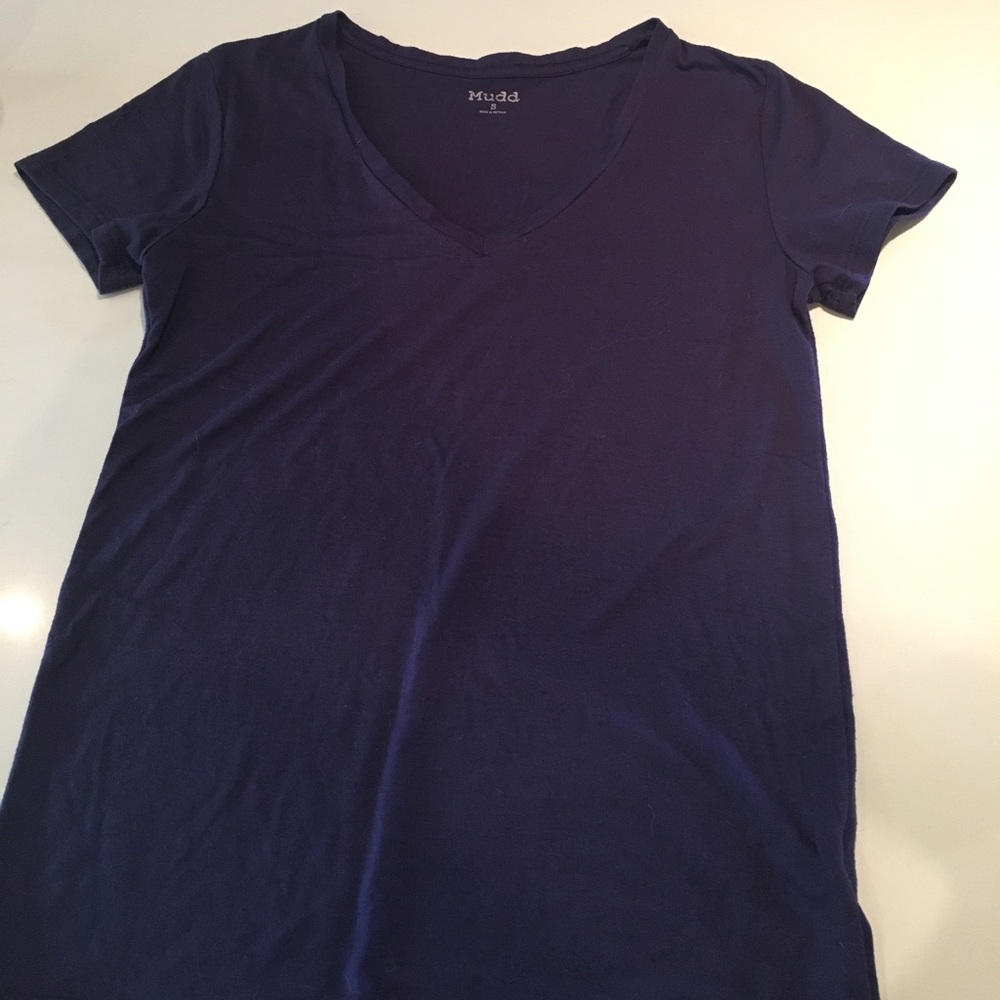 Navy blue, soft, V-neck