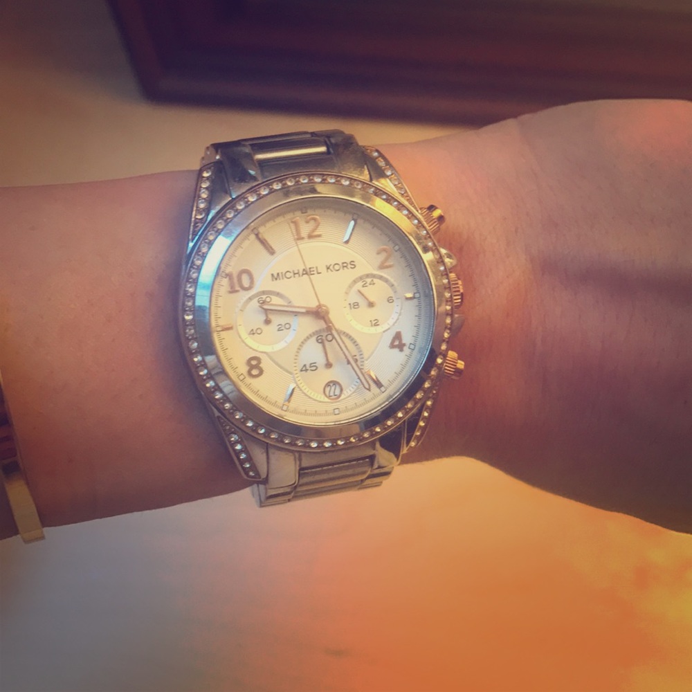 Michael Kors silver watch with rose gold