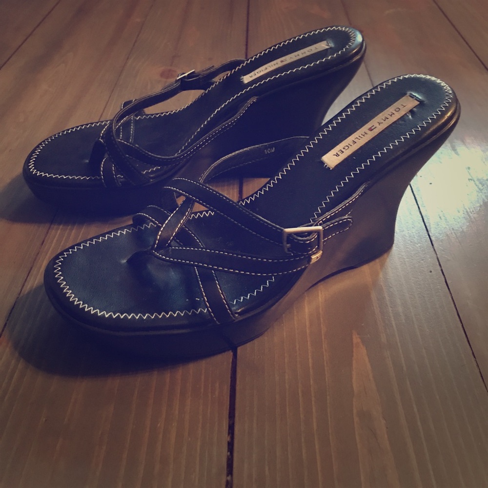 Black Tommy Hilfiger wedges
