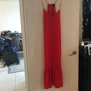 Red coral silky maxi dress J Crew M 6-8