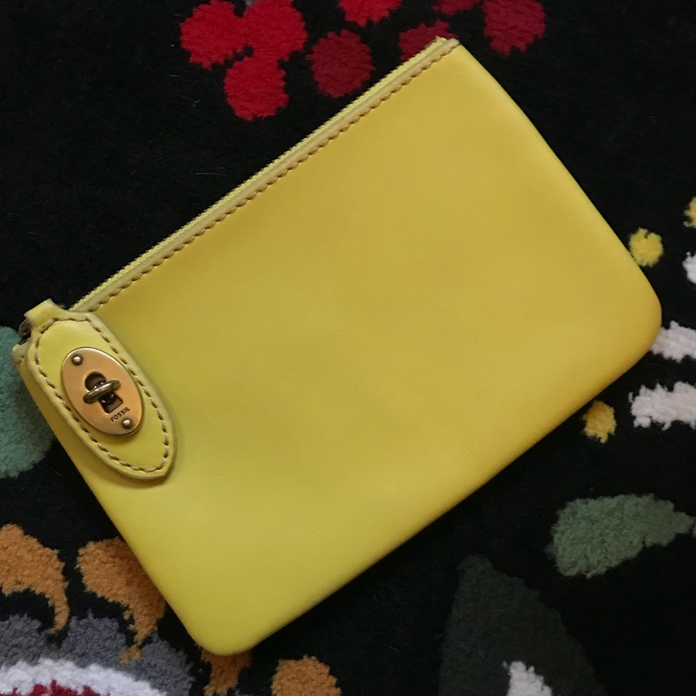 Fossil leather clutch