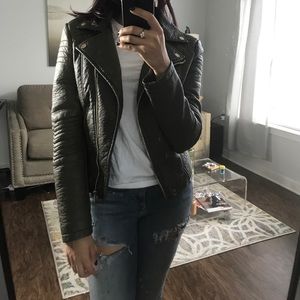Faux leather moto jacket