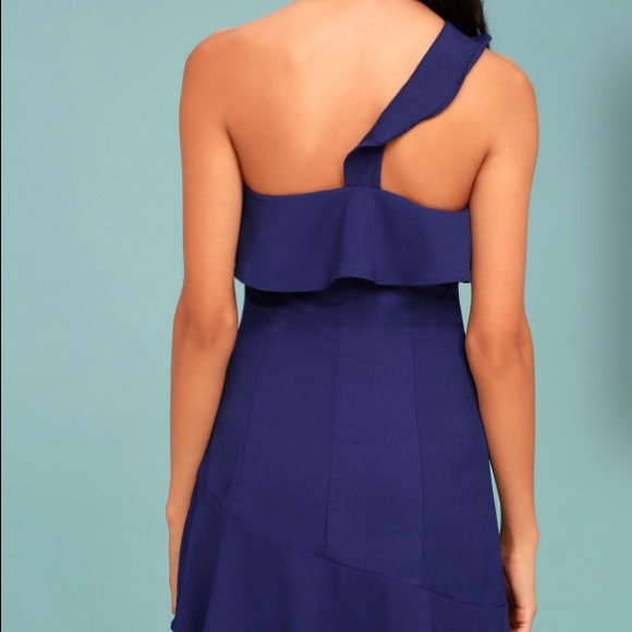 Royal blue 1 shoulder party dress. - Picture 2 of 2