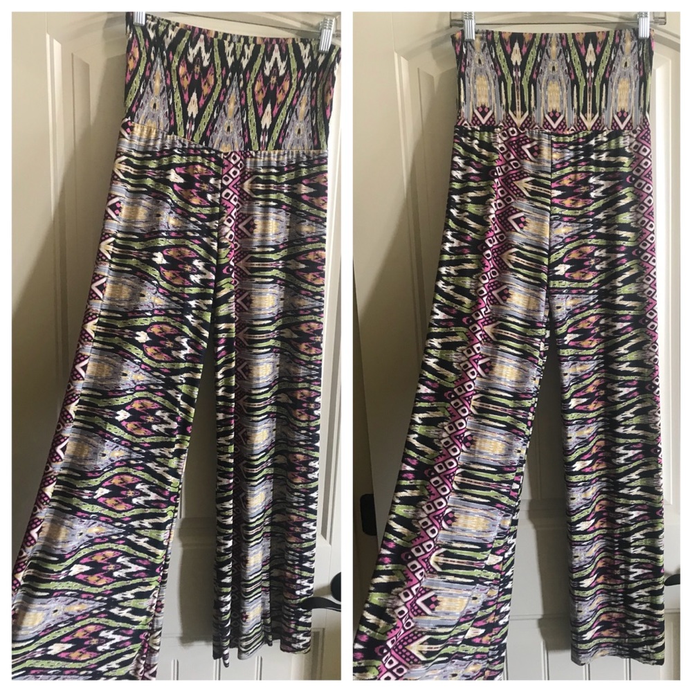 Comfy palazzo pant with fold over waist.