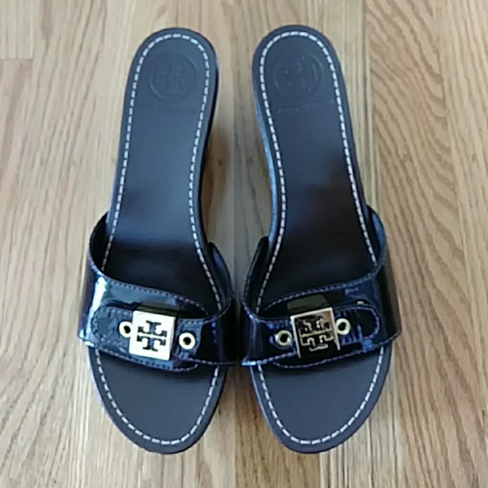 Tory Burch wedge brown and gold