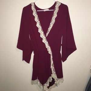 Wine red romper