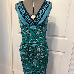 Nicole Miller body con dress with ruching