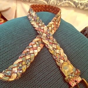 Funky patterned leather belt