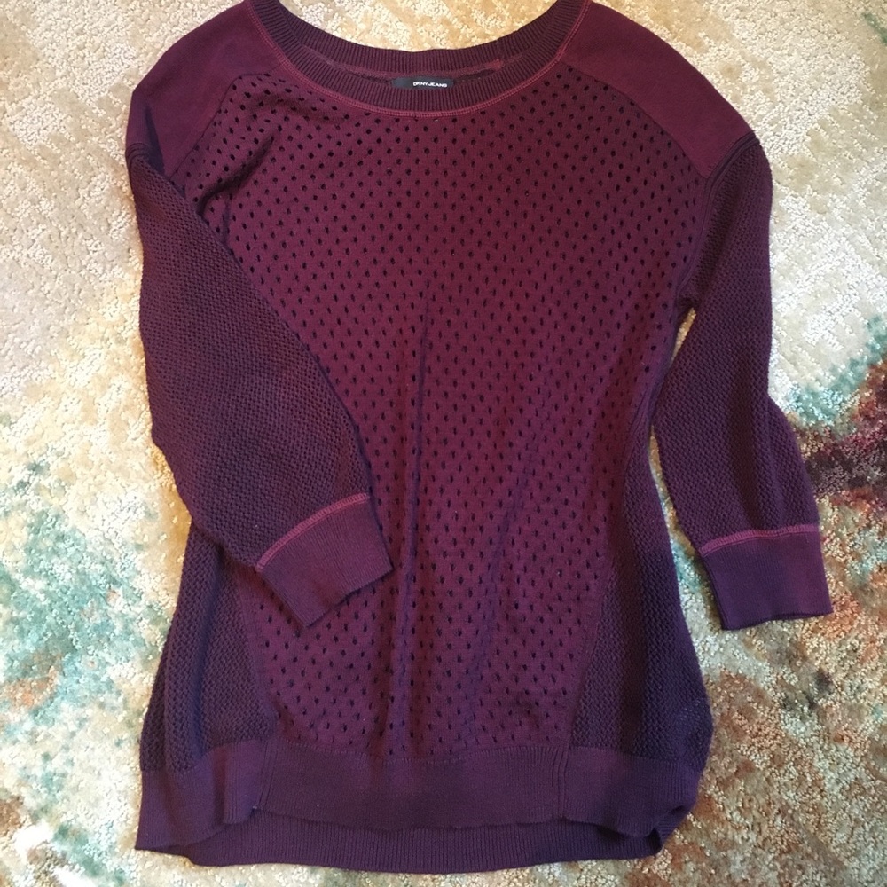DKNY • Burgundy Perforated Cozy Fall Sweater