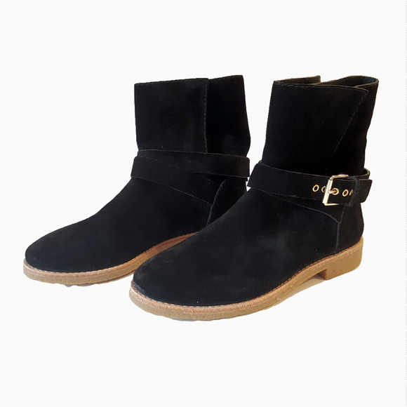 Kate Spade Buckle Low Boot Black Suede 7 NWOT - Picture 2 of 7
