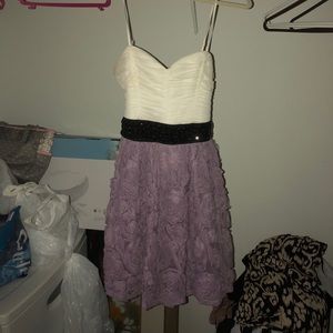 Cream and purple dress