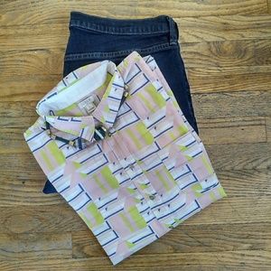 J.Crew Geometric Multi-Colored Button-Down -  L