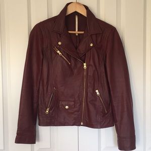 Buttery Soft Oxblood Maroon Leather Moto Jacket