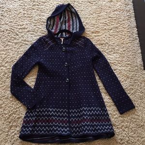 Free People- Button-Up Hooded Cardigan Sweater Jkt