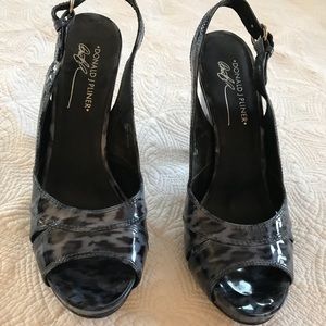 Donald J. Pliner patent open toe slingbacks