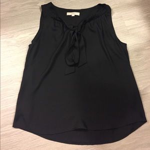 Loft - Black Tank Top with Tie Front Detail