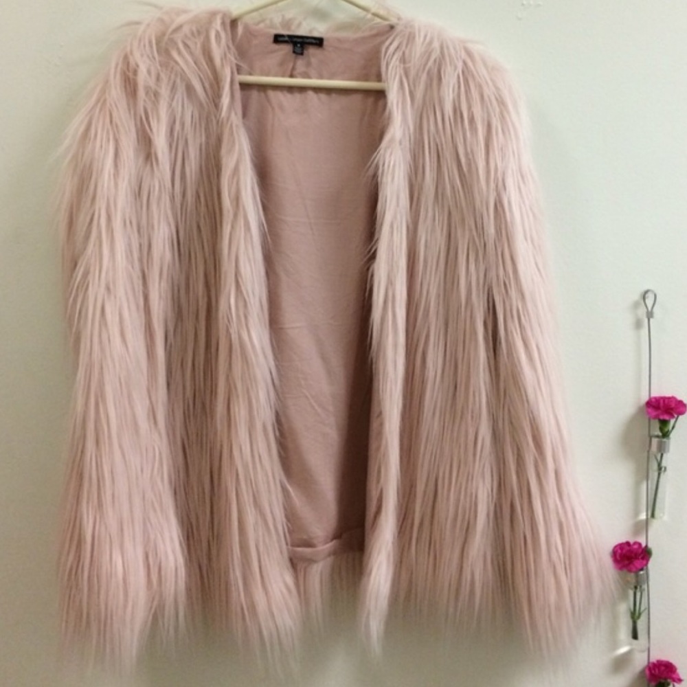 Urban Outfitters Pink Faux Fur Coat