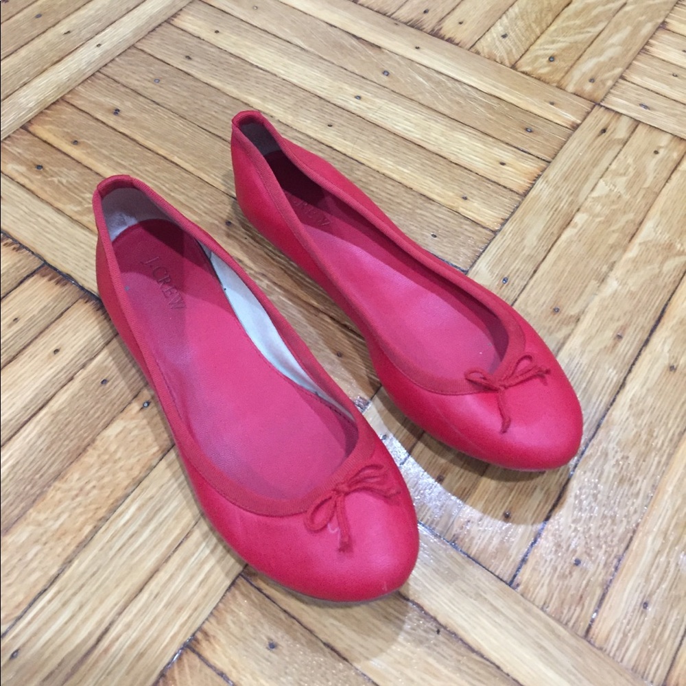 Red J Crew Factory Ballet Flats