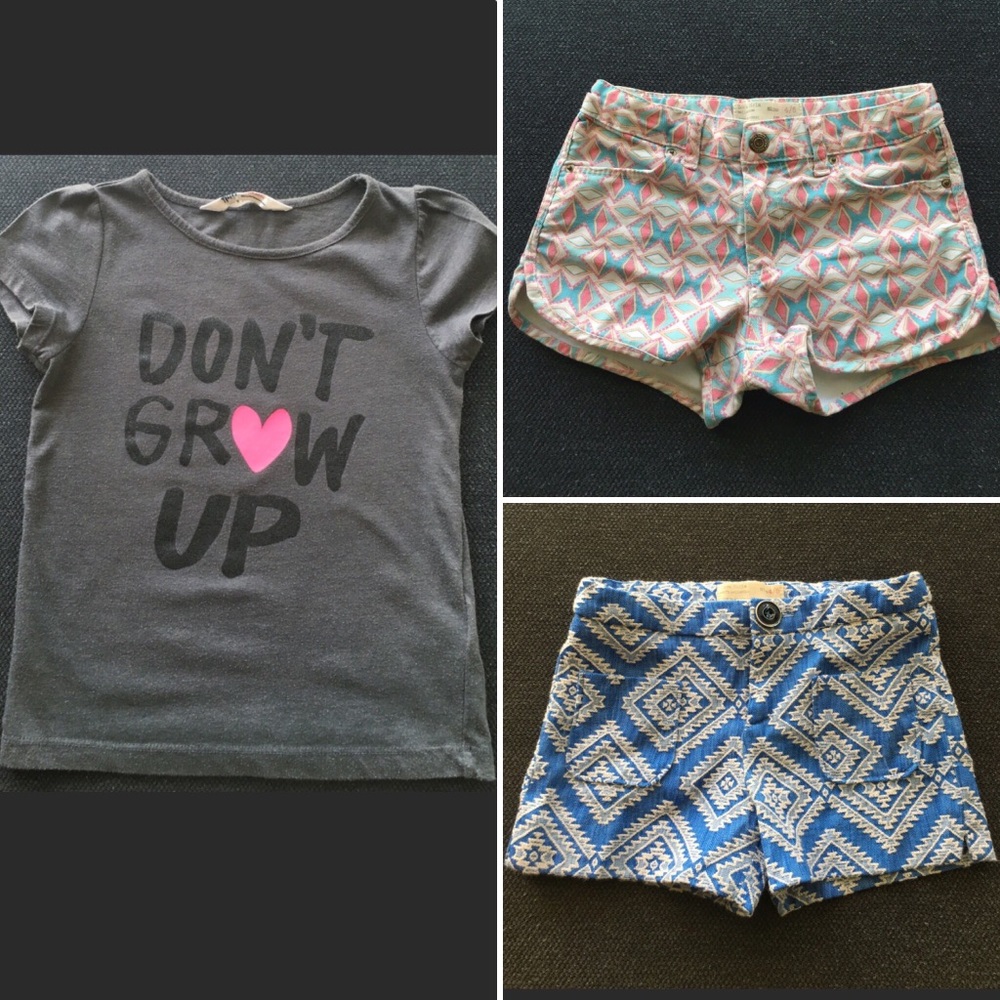 Zara Girls Patterned Shorts with H&M Tee