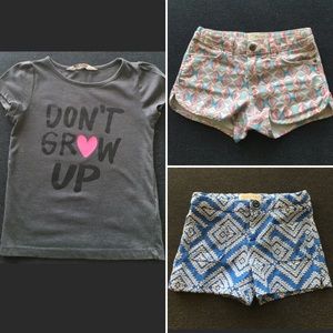 Zara Girls Patterned Shorts with H&M Tee