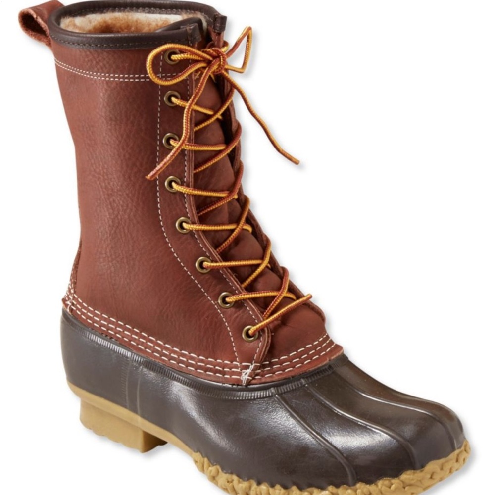 Men's Size 8W L.L. Bean Boot 10" Shearling lined