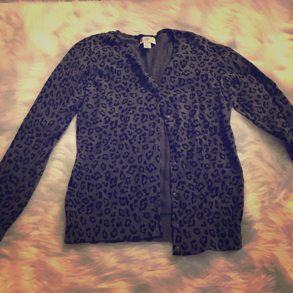 Grey and black leopard print cardigan