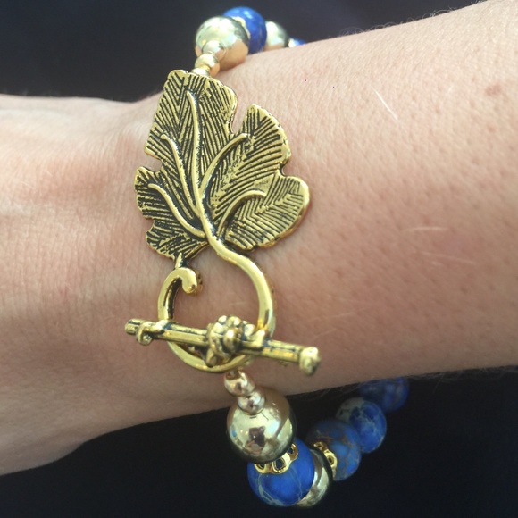 💙 Blue Sea Sediment Jasper Toggle Clasp Bracelet - Picture 7 of 7