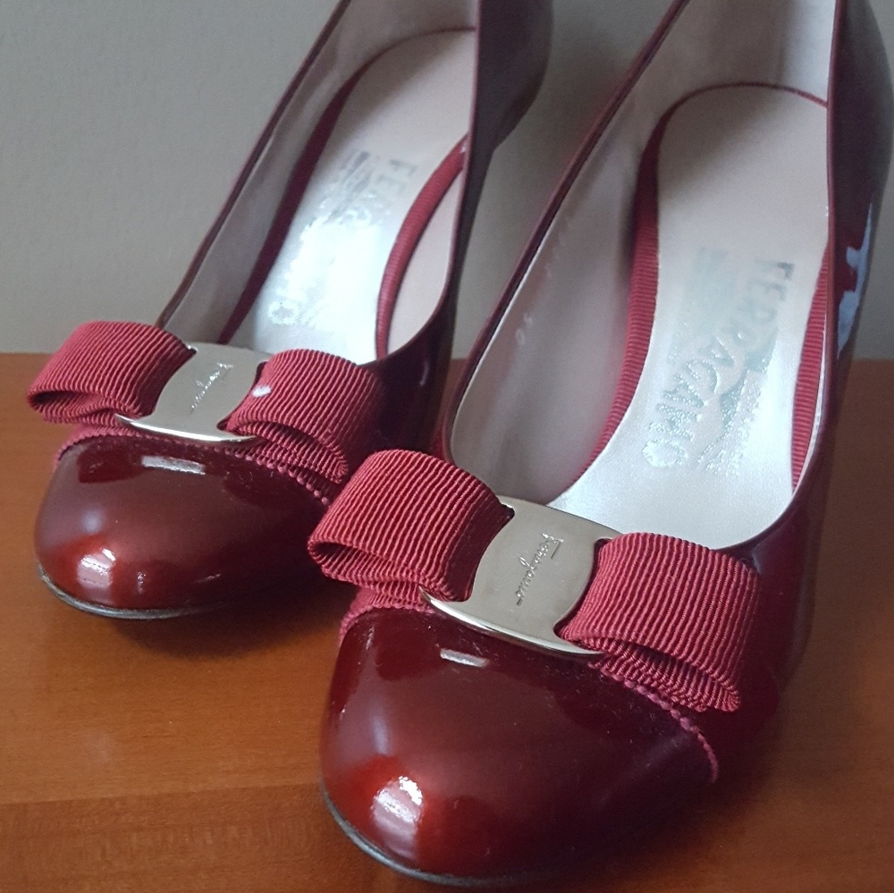 Red Ferragamo Bow Pumps